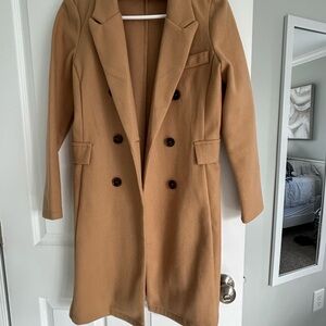 SHEIN Camel Double-Breasted Trench Coat - Size 4 (Like New)